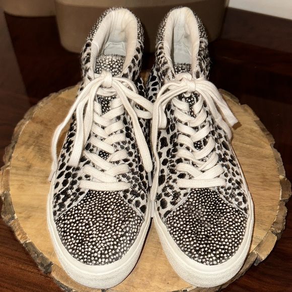 Madewell *NWOB* Unisex Sidewalk High-Top Sneakers in Spotted Calf Hair - Picture 6 of 9